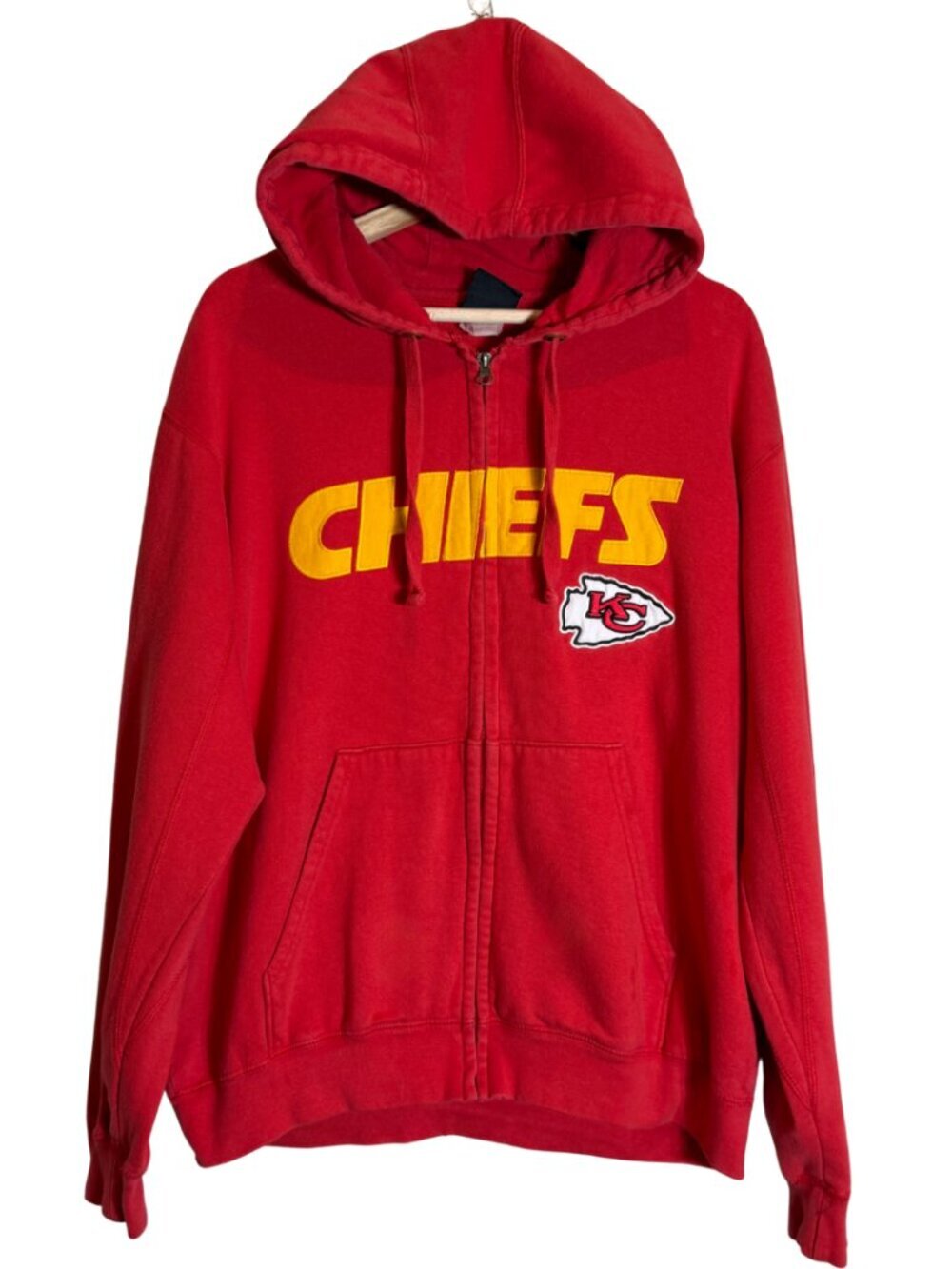 Vintage Kansas City Chiefs Full Zip Hoodie Sweatshirt Men's Large Red Y2K Retro